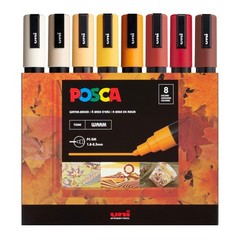 uni PC-5M Water-Based Paint Markers, Reversible Medium Tip (1.8-2.5mm), Warm …