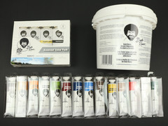 Bob Ross 14 Paint Set 37ml 1.25 oz + Basecoat Value Pack + Cleaning Tub Bucket