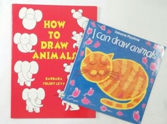 Animal Drawing Books basic primary how-to Lot of 2 Dover Usborne 1997 40+ animal
