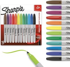 Permanent Markers Set – 12 Assorted Colors, Fine Tip, Waterproof, Quick-Dryin…