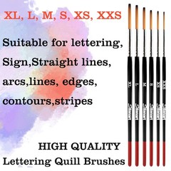 6 PCS Lettering Quill Brush Set for Sign Painting Pinstriping Sizes XL-XXS