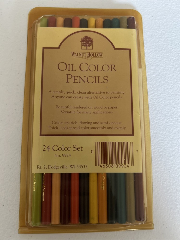 Walnut Hollow Colored Pencils Set 24 Vtg Oil Based Art Supplies USA #9924 NEW