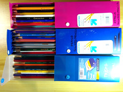 Colored pencil lot (84 pencils) [prismacolor verithin, prang, crayola]