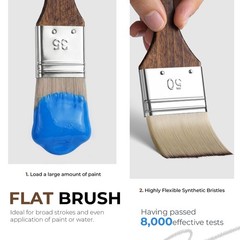 25pcs Paint Brush Set, Professional 9 Shapes with Wide Flat, Filbert, Fan, Da…