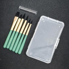 6pcs Mini Nylon Artist Paint Brushes Set Watercolor Gouache W Storage Box