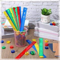 PerKoop 100 Pcs Plastic Rulers and 100 Pcs Mini Round Manual Pencil Sharpener…