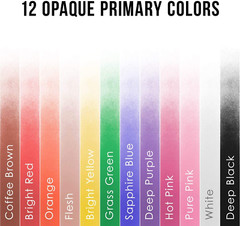 U.S. Art Supply 12 Color Set of Primary Opaque Colors Acrylic Airbrush, Leather