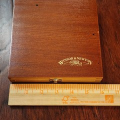 Winsor Newton Artists Watercolour 6″x6″ Wood Dovetail Box Case w/ 12 Half Pans