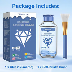 Diamond Painting Sealer, Diamond Painting Glue with Soft Bristle Brush, Keep Fi