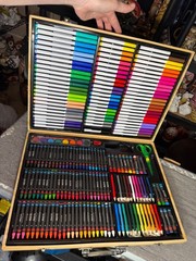 Alex Brands Deluxe Wooden Art Set 142 Pc Colored Pencil Marker Crayon Case