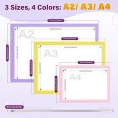 A4 Light Box Ultra Thin 8 Level Dimming 3 Color Modes Tracing Drawing Pink