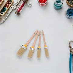 4Pcs Oil Painting Supplies Brush Set Oval Shape for Wall Trim and Furniture
