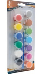 24 Pack Acrylic Paint Pots Set 12 Colored Paint Strip Plus 1 Glitter & 2 Brushes