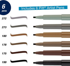 Calligraphy Pitt Artist Pen Set – 6 Subtle Toned Calligraphy Pens