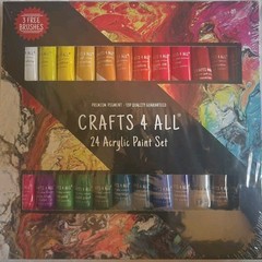 Acrylic Paint Set -24 Pack of 12Ml Paints with 3 Free Art Brushes