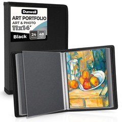 Dunwell 11×14 Art Portfolio Binder with Plastic 11×14″ w/ BLK Paper, Black