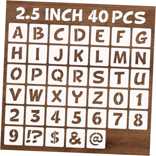BAMIDELE Letter and Number Stencils, 40 Pcs Reusable Plastic Alphabet 2.5 Inch