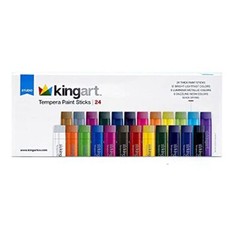 KINGART 24 Pack Multicolor Tempera Paint Sticks Non Toxic Washable Fun