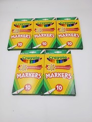 (5) PACKS CRAYOLA 10 CLASSIC COLORS FINE LINE (50) MARKERS BRIGHT BOLD COLORS