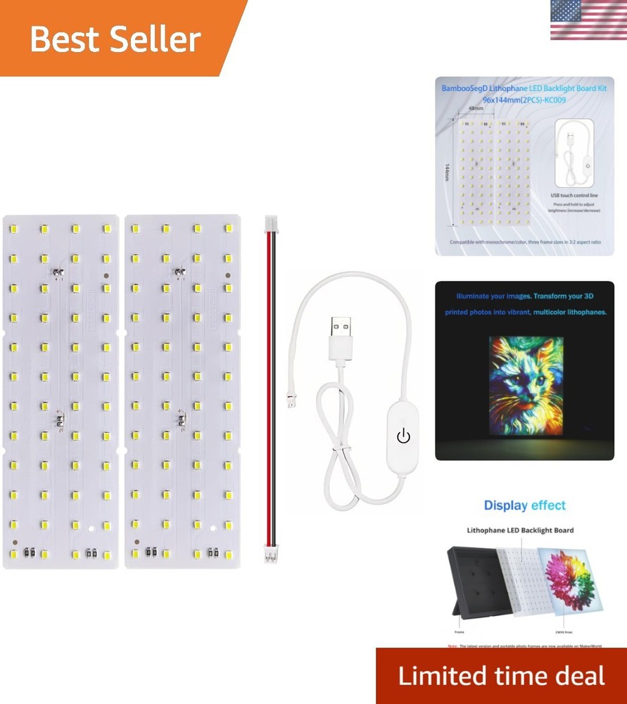Touch-Controlled Lithophane LED Backlight Kit – 2 Panels for Stunning Home Decor