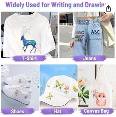 12 x Fabric Marker Pens Set. Permanent Clothing Textiles Dye T-Shirt Shoes Bag