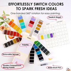 Watercolor Paint Set, 56 Colors Handheld Watercolor Set of Water Brush Pen, P…