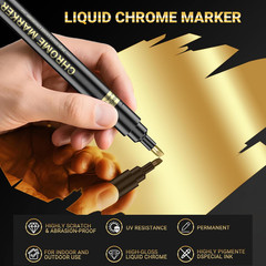 3Pcs Gold Liquid Mirror Chrome Markers, Permanent Reflective Metallic Gold Paint