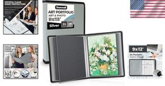 Art Portfolio Binder 9×12, Acid-Free Paper, 48 Page Display