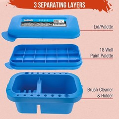 16 Hole Artist Paint Brush Washer Cleaner Holder, Clean Dry 18 Art Palette Wells