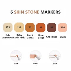 6 Colors Skin Tone Alcohol Markers Set, Skin, Wood, Earth Co