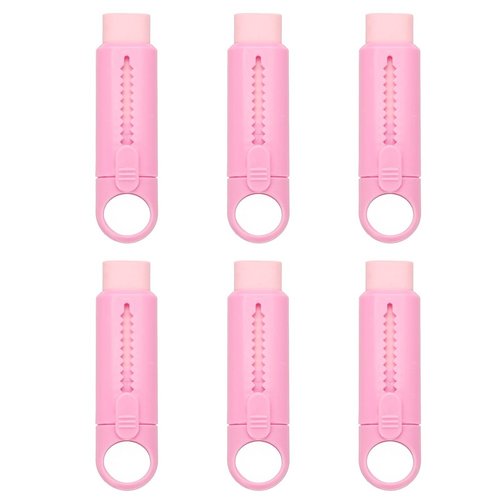 6 Pack Erasers, Pencil Erasers Large Eraser Push Pull Cute Soft, Pink TPE