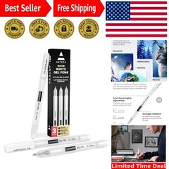 Versatile White Rollerball Gel Pens Set of 3 for Detailed Artistic Expression