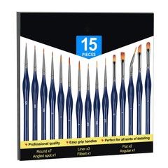 Detail Paint Brushes Set 15pcs, Art Painting Models Figurines,Watercolor , Blue