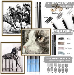 Complete Professional Art Set – 76 Multi-Colored Drawing Tools with Tutorial