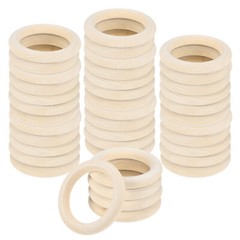 100-Pack Unfinished Wood Rings, 50 mm Natural Wooden Rings for DIY Crafts