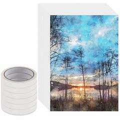 120 Sheets 6×9 Inch Thick Watercolor Paper 140lb/300g & 6 Pack Masking Tape