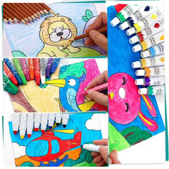 139 Pack Deluxe Portable Double Layers Coloring Drawing Kit with Sketch Pads, Ar