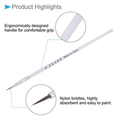 50pack Detail Paint Brushes 0# 6mm Pointed Tip Miniature Painting Brush White