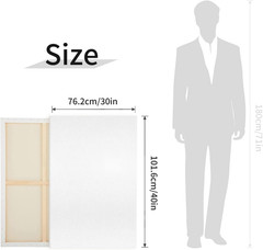 Large Canvas for Painting, 2 Pack 30X40 White Pre Stretched Canvases Fivefold Pr