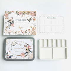 Travel Watercolor Palette,Portable Ceramic Palette 6 Well,Empty Paint Palette,Sm