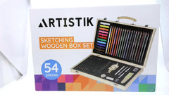 ARTISTIK Sketching Wooden Box Art Set with Mannequin – 54-Pc Portable Art Kit wi