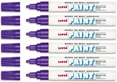 Uni-Paint 63606 PX-20 Oil-Based Permanent Marker, Medium Line, Violet, 6-Pack