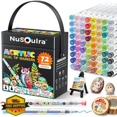 NuSoulra Acrylic Paint Markers 72 Colors Dual Tip