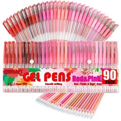 90 Pack Pink Red Tone Gel Pens, 30 Pink Red Gel Pens with 60 Refills,40 More …