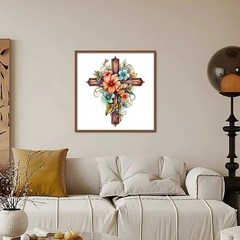 Kulvci Cross Flower Diamond Art Painting Kits for 12×12 inches, Multicolor