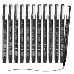 Micro Fineliner Pens, Black Drawing Art Pens,12 Archival Pen Waterproof Ink S…