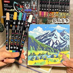 Professional Art Use 120-24Colors Acrylic Paint Markers, Dual-Tip Fine and Brush