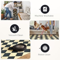 Checkered Rug Runners for Hallways 2.5×8, Non Slip Kitchen Washable Runner