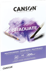 Canson Graduate Mix Medium Fine 200 G Glued Pad A3 20H White