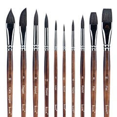 Professional Watercolor Brushes,10 Pcs Synthetic Squirrel Hair Water Color Pa…